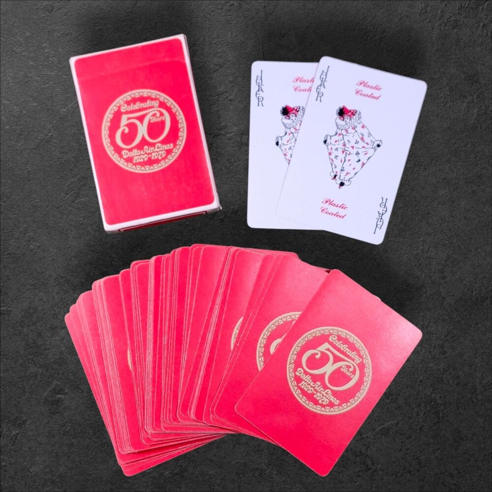 Lot 4 Vintage Airline Playing Cards Delta 50th United Western CP Air Retro Game - Picture 2 of 6